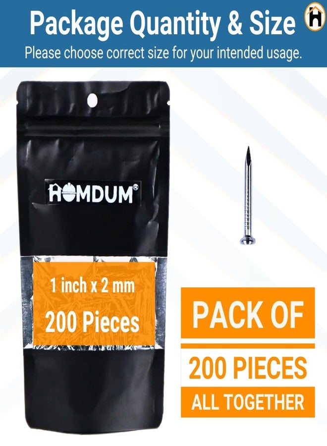 Homdum مسامير خرسانية من الفولاذ الصلب من هومدوم، مقاس 1 بوصة (25 مم)، عبوة من 200 قطعة (1 بوصة). - Image 2